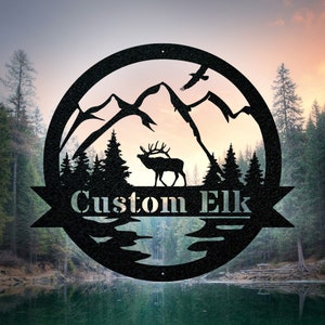 Elk Name Metal Sign, Elk Hunter Christmas Gift, Last Name Art, Family Name Sign, Caribou Sign, Elk Hunting Gift, Wall Decor, Elk Antler Sign