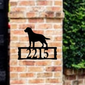 Labrador Retriever Metal Address Plaque for House, Address Number, Metal Address Sign, House Numbers, Front Porch Address sign image 3