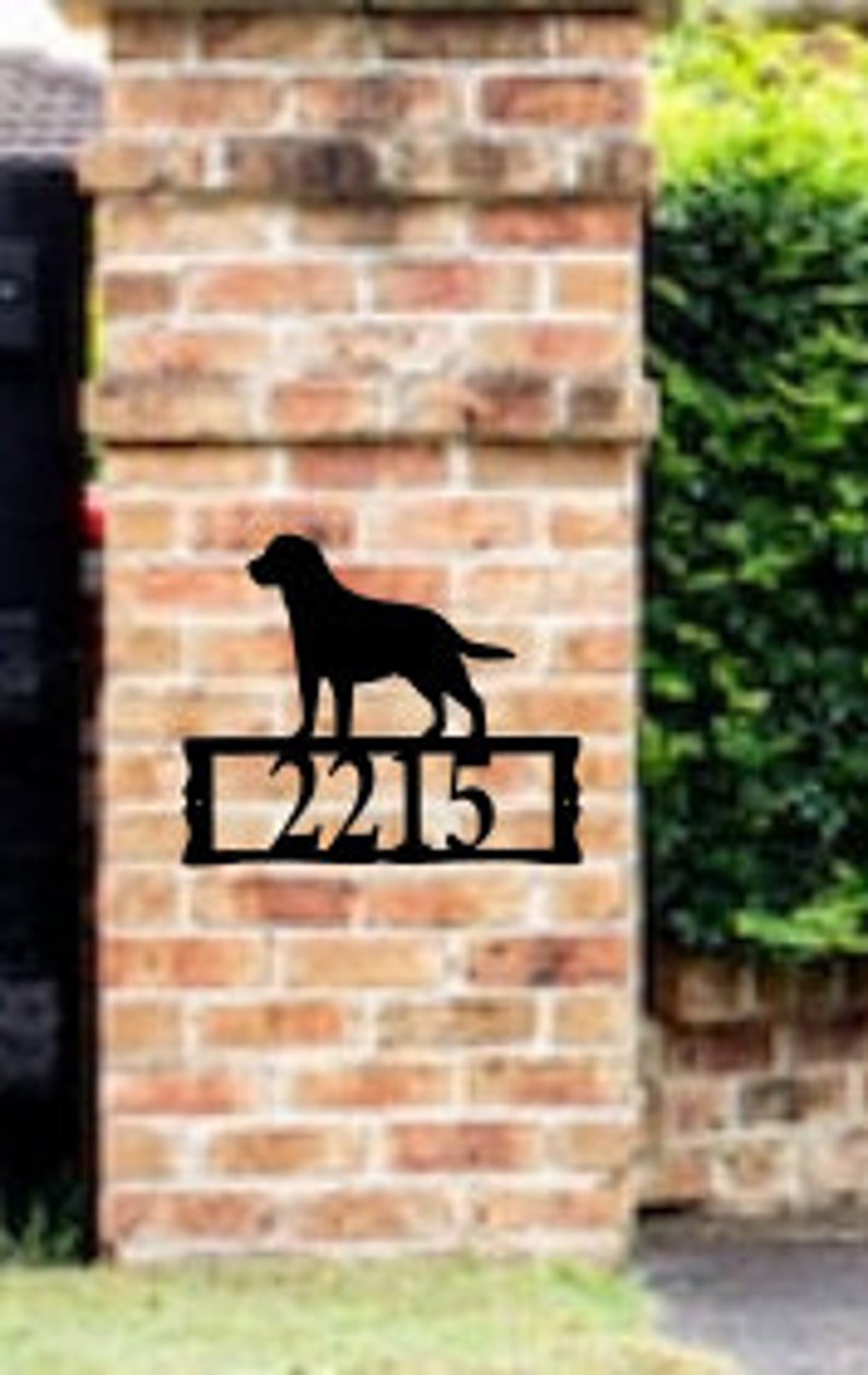 Labrador Retriever Metal Address Plaque for House, Address Number, Metal Address Sign, House Numbers, Front Porch Address sign image 3