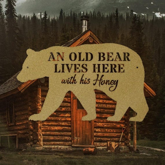 Bear and His Honey Metal Sign - Outdoor Welcome Decor