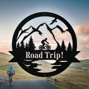 Great Outdoor Road Bike Monogram, Bicycle Monogram Sign, Road Bike, Custom Cut Metal Sign, Personalized Gift