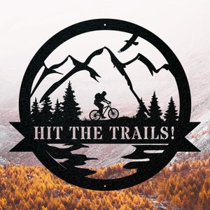 Mountain Biking Sign, Custom Cut Metal Sign, Personalized Gift