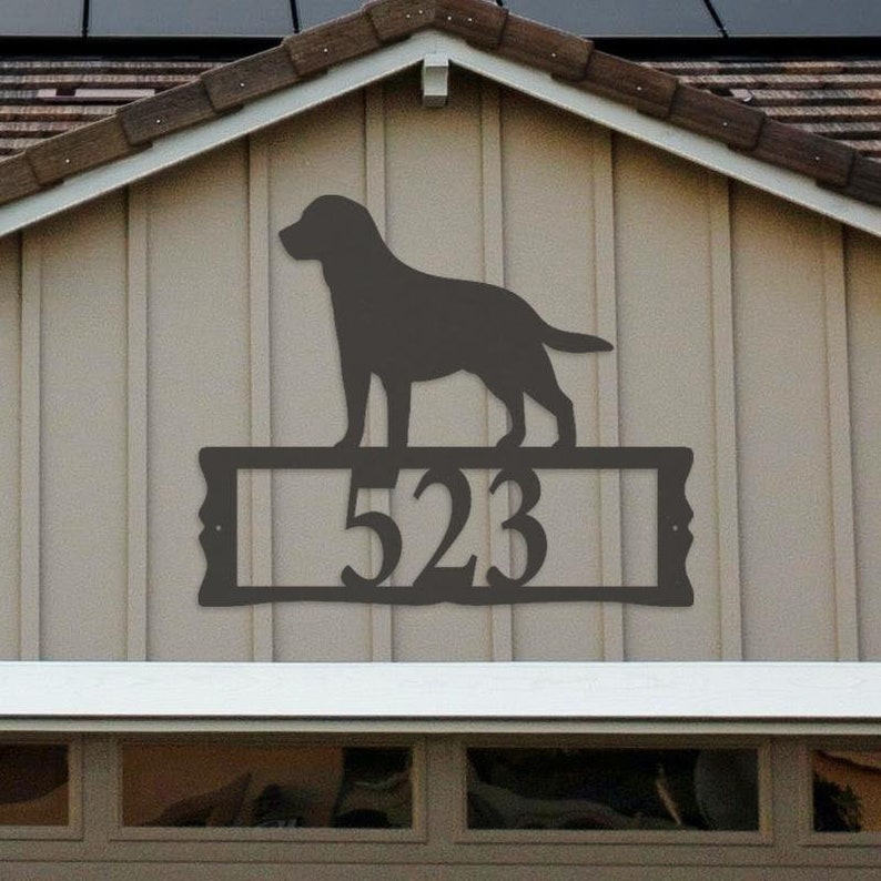 Labrador Retriever Metal Address Plaque for House, Address Number, Metal Address Sign, House Numbers, Front Porch Address sign image 1