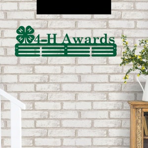 4-H Medal Hanger Monogram - 12 Rungs for medals & Ribbons, Show Team Spirit, metal sign, art, wall decor