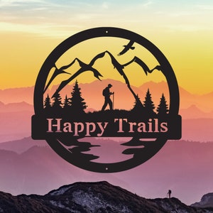 Great Outdoor Hiking Man, Metal Sign, Home or Cabin Decor, Gift, Gift For Him, Name Metal Sign
