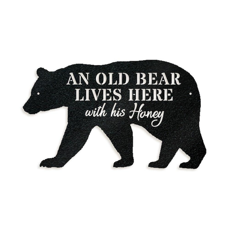 Bear and His Honey Metal Sign - Outdoor Welcome Decor image 2