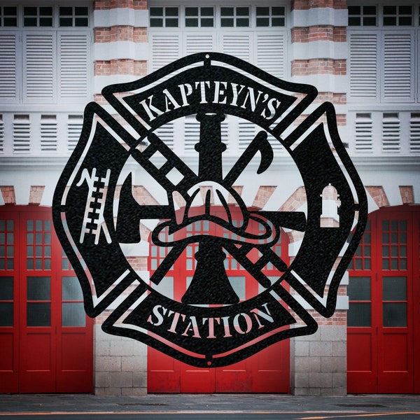 Fire Department Monogram, Fireman, Fire fighter, Fire house metal sign, art, wall decor