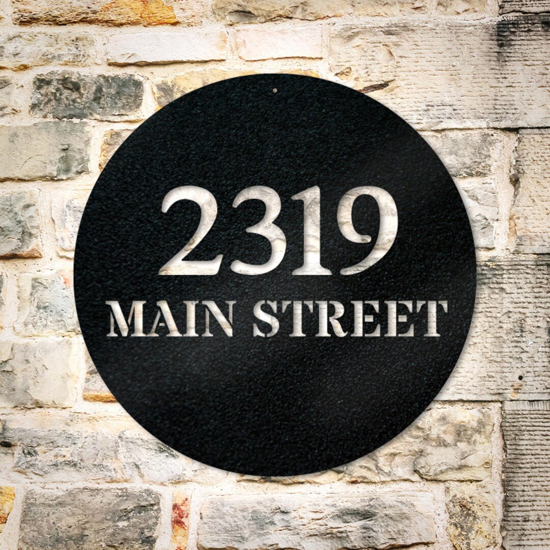 Round Metal Address Sign Metal Circle Address Sign - Custom Metal Sign - Outdoor Metal Sign ...