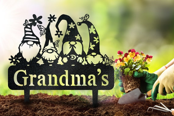 Monogram Garden Gnome Yard Sign – Laser Cut Metal Home Decor