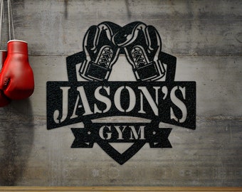Gym Boxing Gloves Monogram, Personalized Home Gym Sign, Custom Metal Sign, Home Gym Sign, Cross Fit Sign, Custom Gym Sign, Metal Gym Sign
