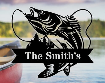 New Home Gift Sport Fish Metal Sign polished Steel HUGE 28 x 24 Bass Fishing New Home Gift Sport Fish Metal Sign polished Steel HUGE 28 x 24 Bass Fishing