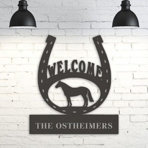 Custom Horseshoe Welcome – Metal Sign