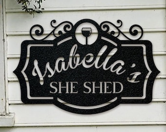 She Shed Personalized Metal Sign, Gardening Shed Gift for Gardener, Women&#39;s Get Away, Gift for Her, Outdoor Decor, Custom Steel Sign
