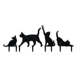 Laser-cut Metal Silhouette Cat Decor Yard Stakes or Fence Signs, Set of 4 afbeelding 2