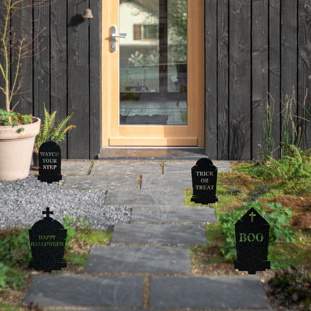 Lot De 6 Pierres Tombales Halloween Avec Piquets - Décoration Extérieure Jardin - Neuves