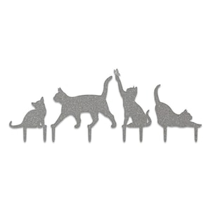 Laser-cut Metal Silhouette Cat Decor Yard Stakes or Fence Signs, Set of 4 afbeelding 8