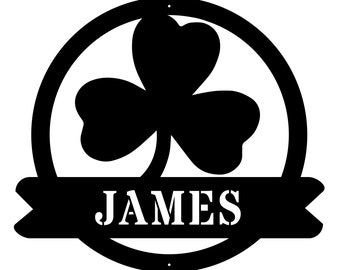 Lucky Shamrock - Personalized 3 Leaf Clover - Metal Monogram -  Irish Family Sign- Family Name Sign