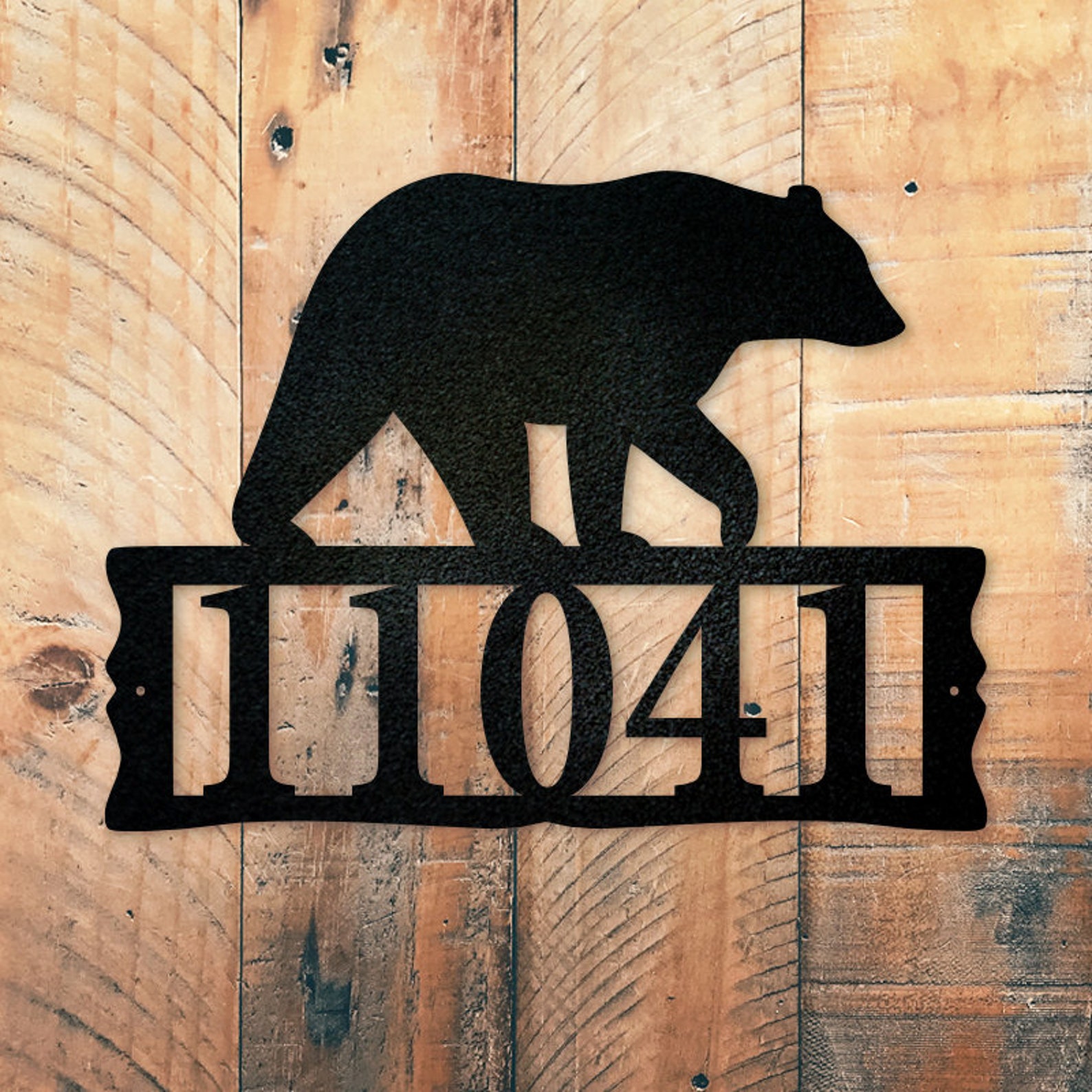 Bear Metal Address Plaque for House, Address Number, Metal Address Sign, House Numbers, Front
