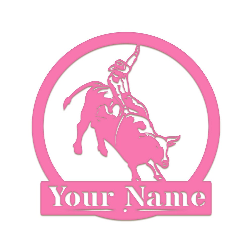 Western Cowboy Bull Rider Monogram - Western Cowboy Metal Sign - Etsy