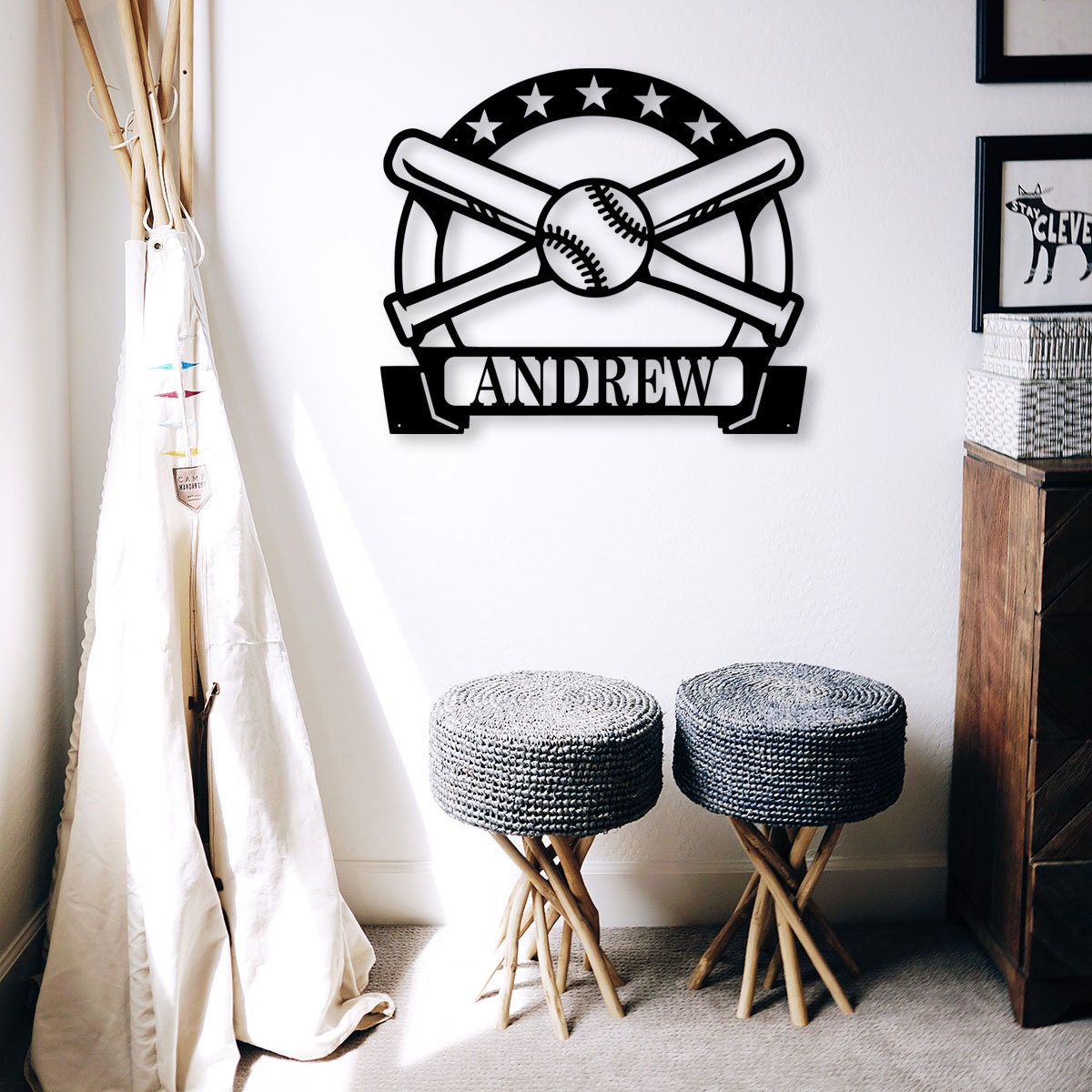 Baseball Bat Name Sign Nursery Decor Personalized Metal Etsy