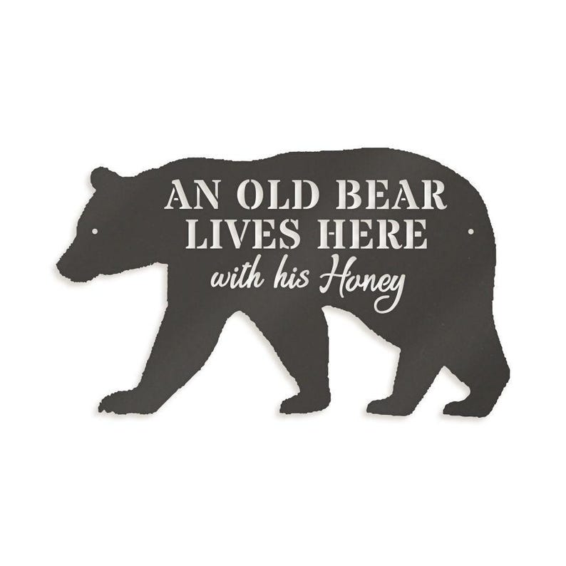 Bear and His Honey Metal Sign - Outdoor Welcome Decor image 3