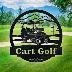 Golf Cart Custom Monogram Metal Sign, Wall Art Decor, Personalized Metal Sign, Personalized Name, Metal Name Sign, Kids Sign, Sports, PGA