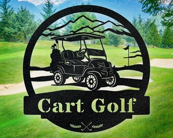 Golf Cart Custom Monogram Metal Sign, Wall Art Decor, Personalized Metal Sign, Personalized Name, Metal Name Sign, Kids Sign, Sports, PGA
