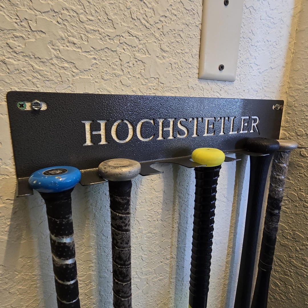 Personalized Metal Baseball Bat Rack – Custom Team Name, Fence or Wall ...