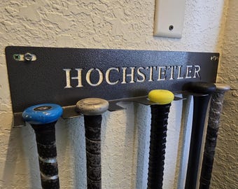 Personalized Metal Baseball Bat Rack – Custom Team Name, Fence or Wall Mount