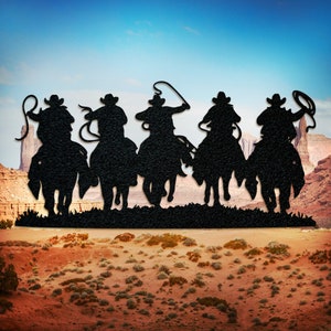 Western Cowboy Posse Wallart - Western Riding Cowboys Metal Sign