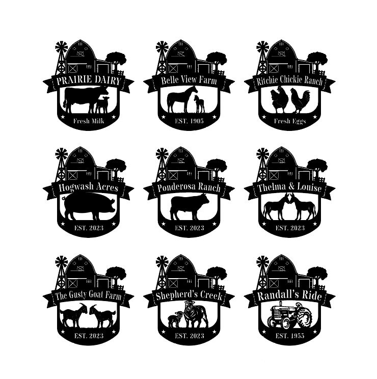 Monogram Ranch Farm & Ranch Animals Monogram - Farm Life Edition - Metal Signs - Etsy