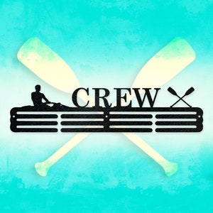 Rowing Crew Team Sport Medal Hanger Monogram - 12 Rungs for medals & Ribbons, Show Team Spirit, metal sign, art, wall decor
