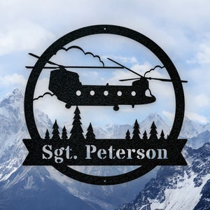 Chinook Helicopter Monogram, Pilot Gifts, Personalized Aviation Signs, Custom Metal Signs