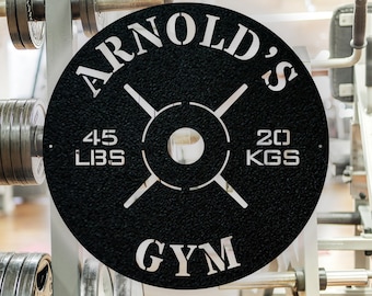 Personalized Gym Weight Plate Metal Sign, Custom Home Gym Decor