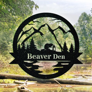 Great Outdoor Beaver Decor, Beaver Sign, Camp Sign, Christmas Gift For Him, Metal Name Sign, Fathers Day