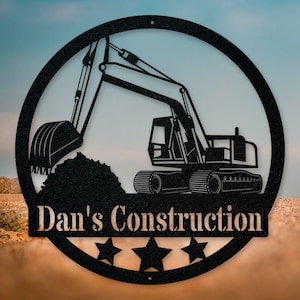 Construction Collection: Personalized Excavator Metal Sign
