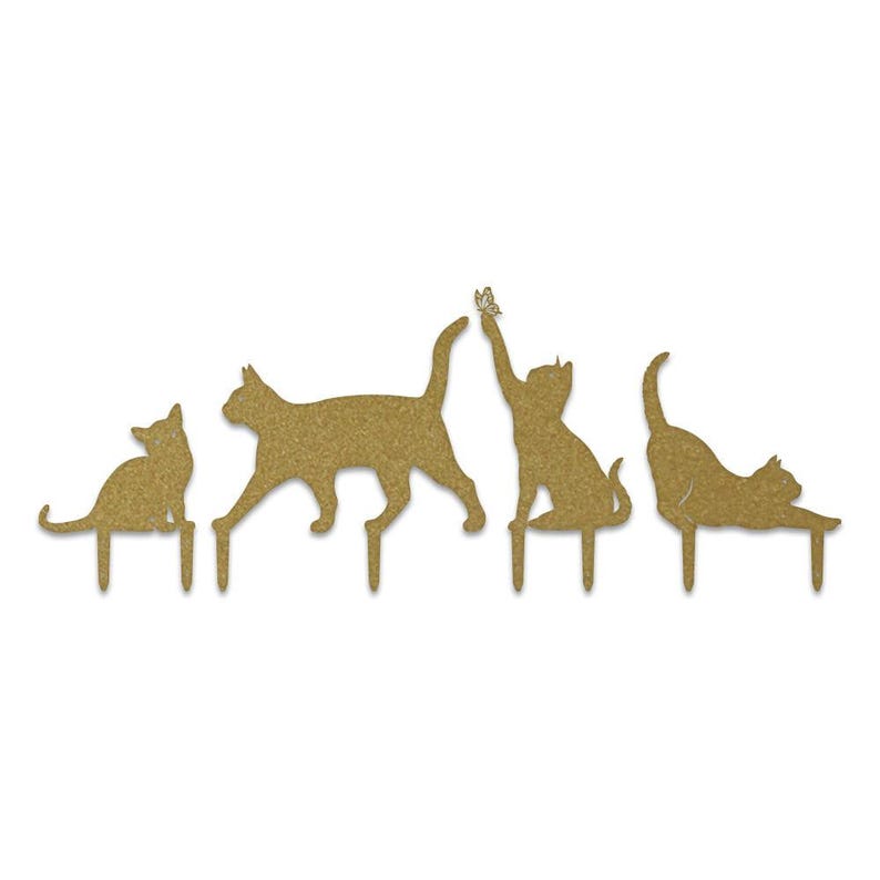 Laser-cut Metal Silhouette Cat Decor Yard Stakes or Fence Signs, Set of 4 afbeelding 6
