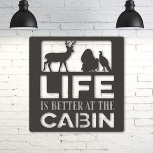 Deer and Turkey Cabin Decor, Cabin Sign, Camp Sign, Christmas Gift For Him, Metal Name Sign, Fathers Day