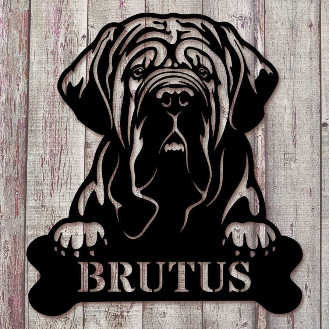 Mastiff Custom Dog Sign, Personalized Metal Monogram Sign - Pet Name ...