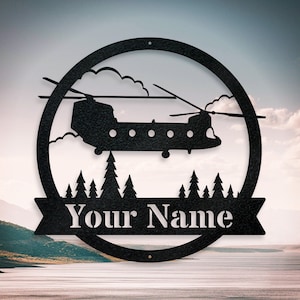 Chinook Helicopter Monogram, Pilot Gifts, Personalized Aviation Signs, Custom Metal Signs