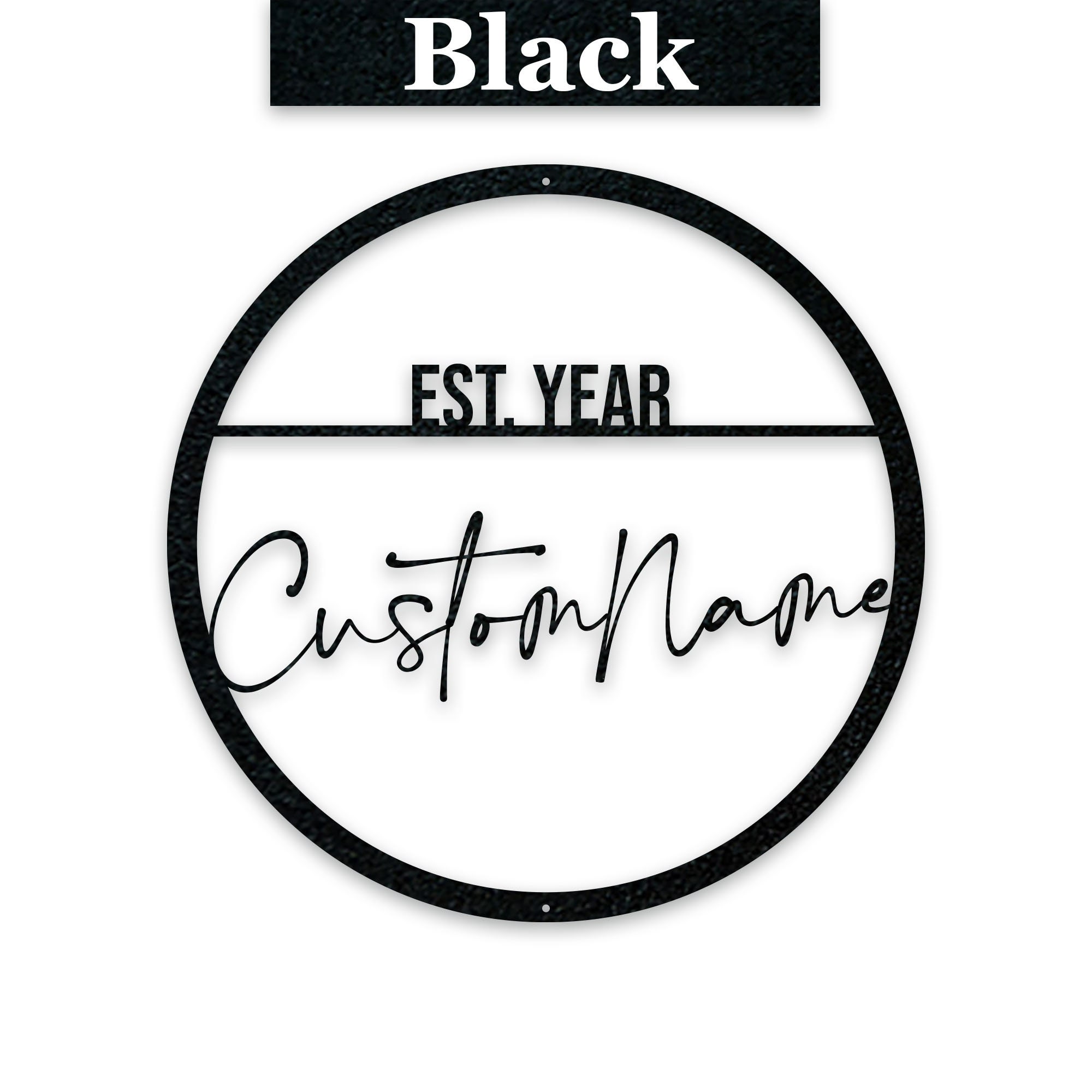 Name Est Name Script W Est Date Metal Circle Customizable Sign - Etsy