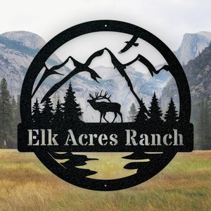 Elk Metal Sign NEW, Elk Hunter Christmas Gift, Last Name Art, Family Name Sign, Caribou Sign, Elk Hunting Gift, Wall Decor, Elk Antler Sign