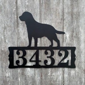 Labrador Retriever Metal Address Plaque for House, Address Number, Metal Address Sign, House Numbers, Front Porch Address sign image 2