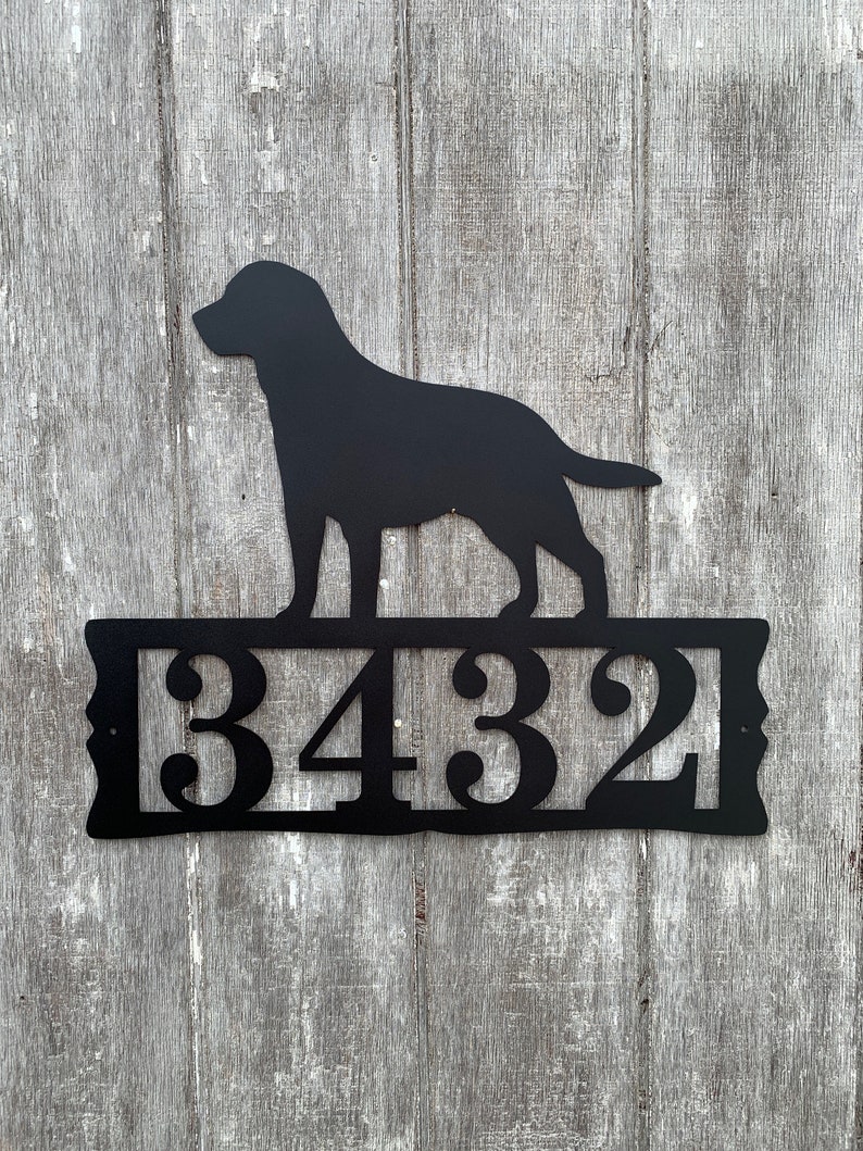 Labrador Retriever Metal Address Plaque for House, Address Number, Metal Address Sign, House Numbers, Front Porch Address sign image 2