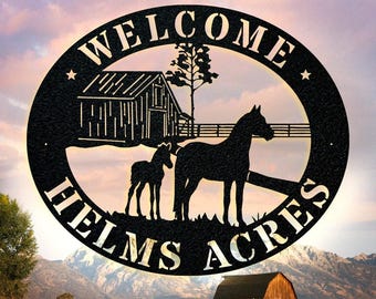Horse Barn Monogram - Farm Life Sign