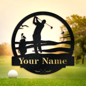 Men's Golf Custom Monogram Metal Sign, Wall Art Decor, Personalized Metal Sign, Personalized Name, Metal Name Sign, Kids Sign, Sports, PGA