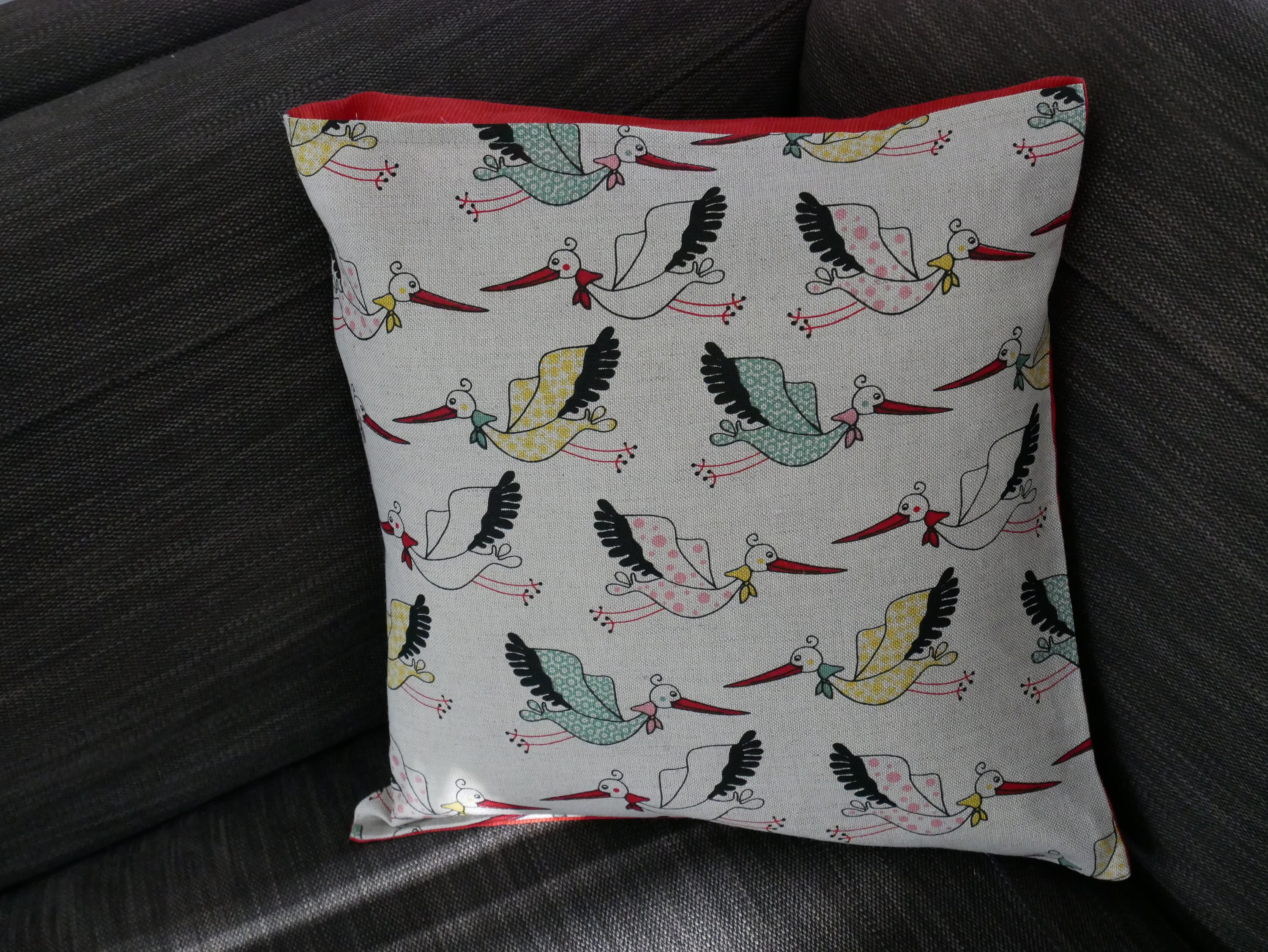 Housse de Coussin Motif Cigogne