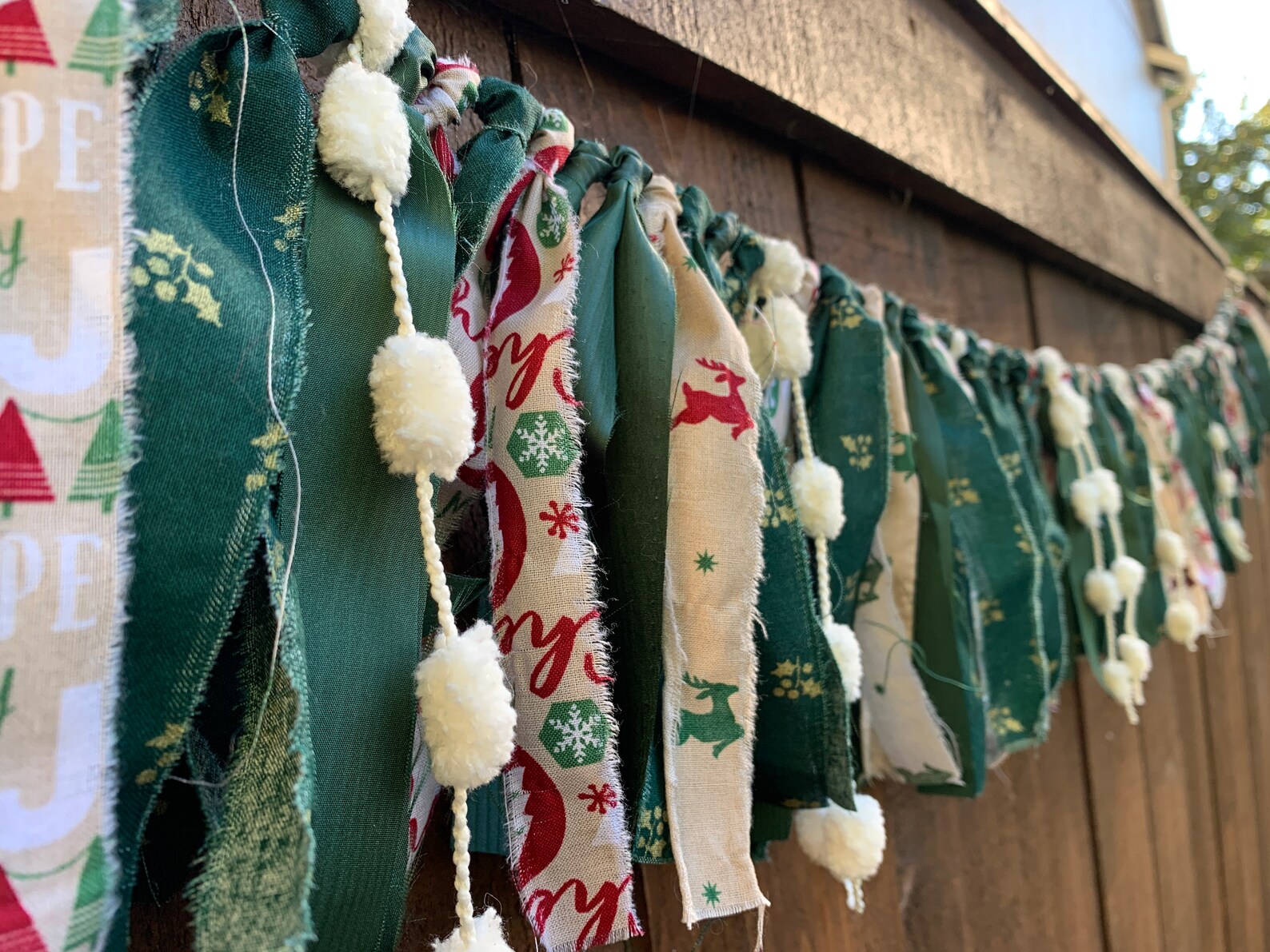 5 ft Christmas Rag Tie Garland Holiday Garland Garland Etsy