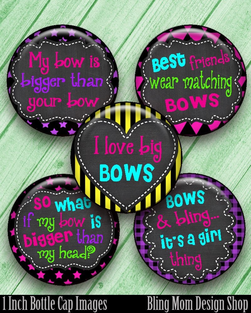 Hair Bow Sayings Bottle Cap Image 4X6 Sheet Digital Etsy