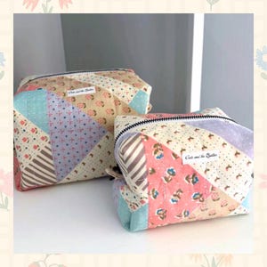 Patchwork Makeup Bag Set, Toiletry Travel Pouch, Cosmetic Bag